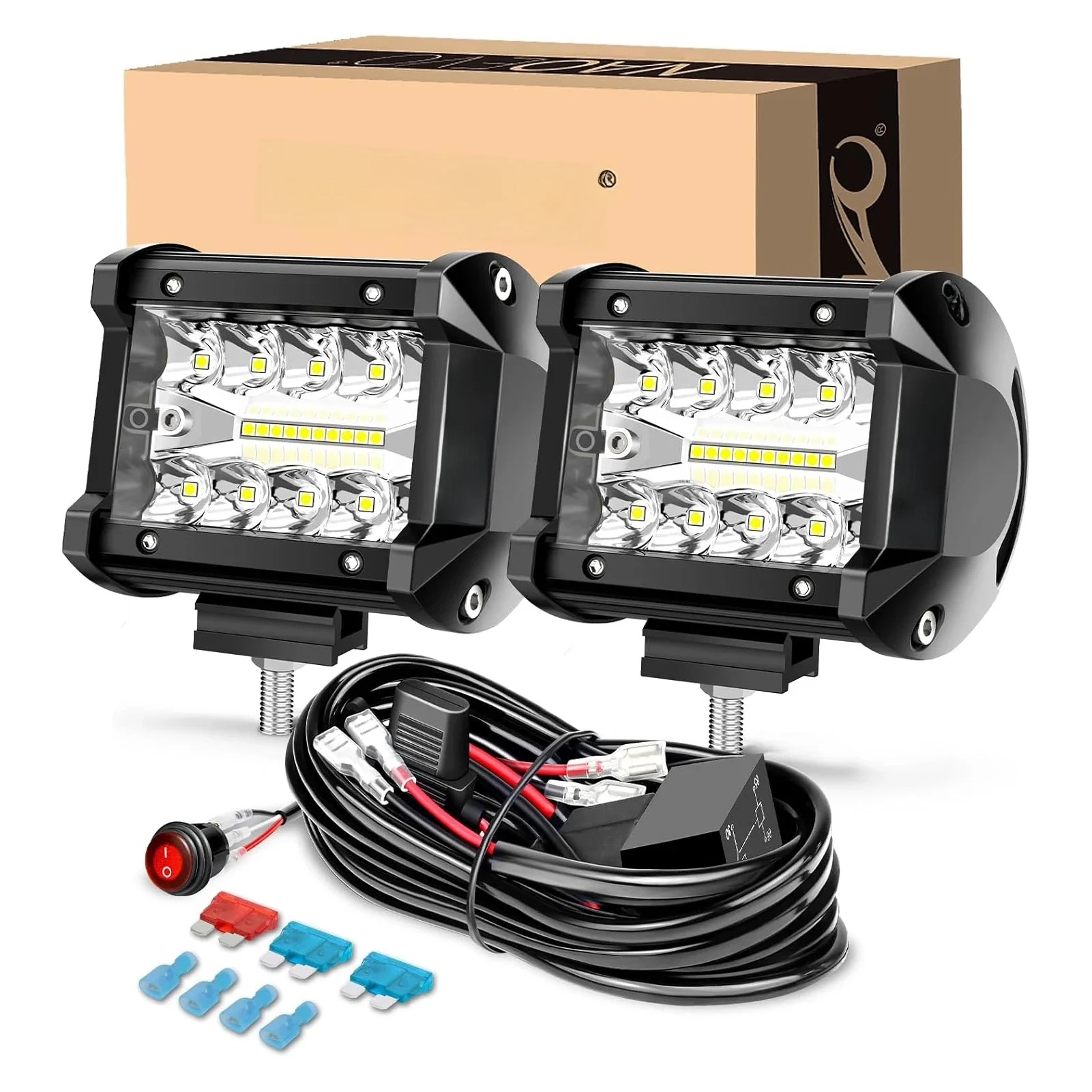 NAOEVO 4 Inch 2 Stuks LED Pod Lichten Spot Flood Combo LED Fog Rijden 4x4 Off Road Lichten Werklampen voor Vrachtwagen Boot ATV UTV Jeep - afbeelding 2