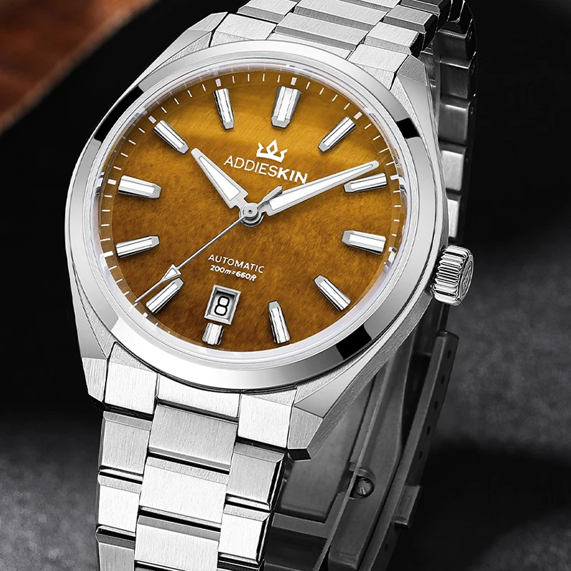 AddiesKin K010 Men's Automatic Mechanical Watch Tiger's Eye Dial Miyota 9015 Sapphire Crystal BGW9 200M Waterproof Luxury Watch