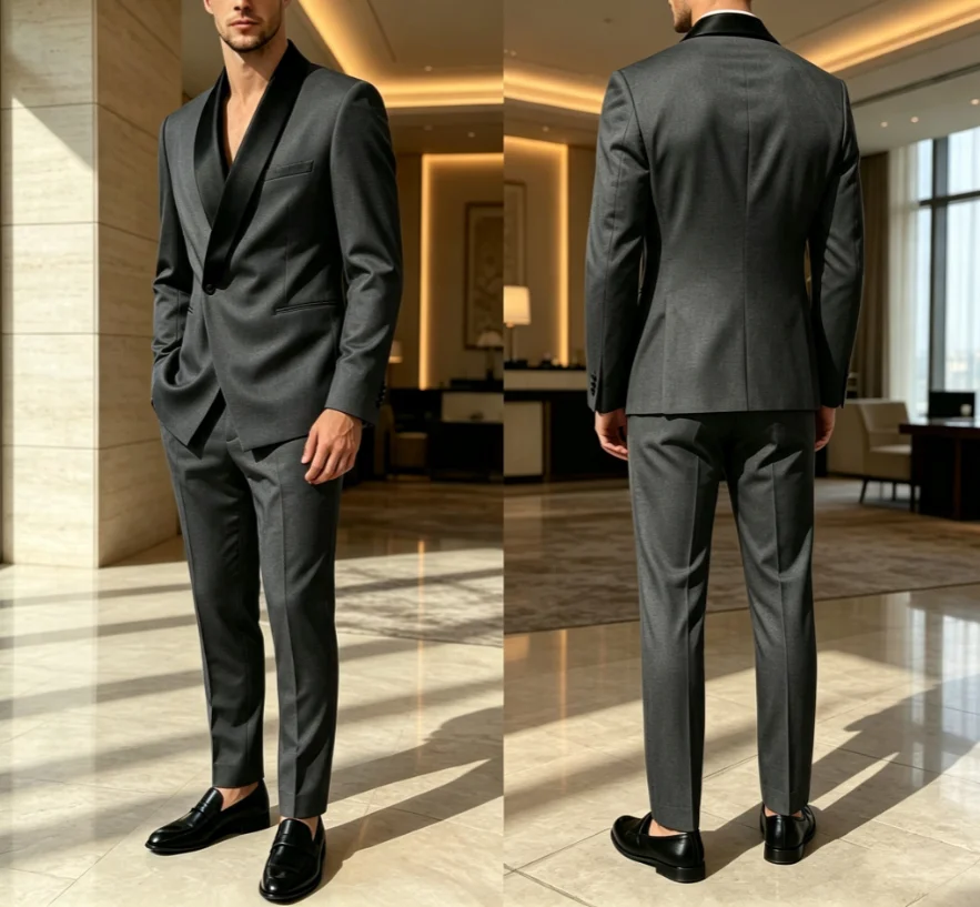 2 Pieces New Fashion  Double Breasted Men Suits Wedding Slim Fit Tuxedo Terno Masculino Prom Groom Blazer Custom Made