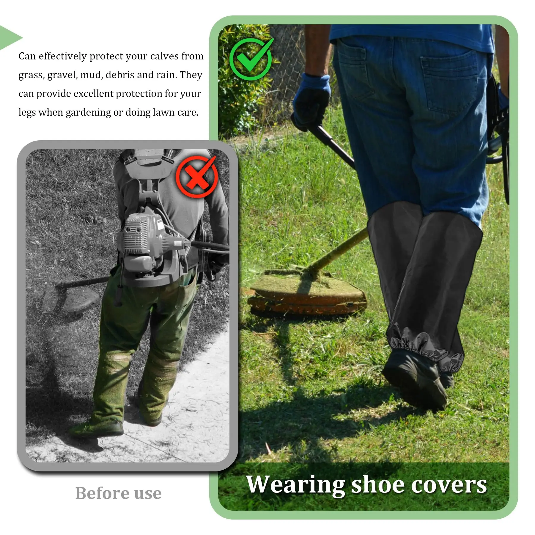 Lawn Care Leg Gaiters,Adjustable Leg Waterproof Hiking Gaiters for Snow,Garden Trimming Weed Eater Leg Chaps Men and Women
