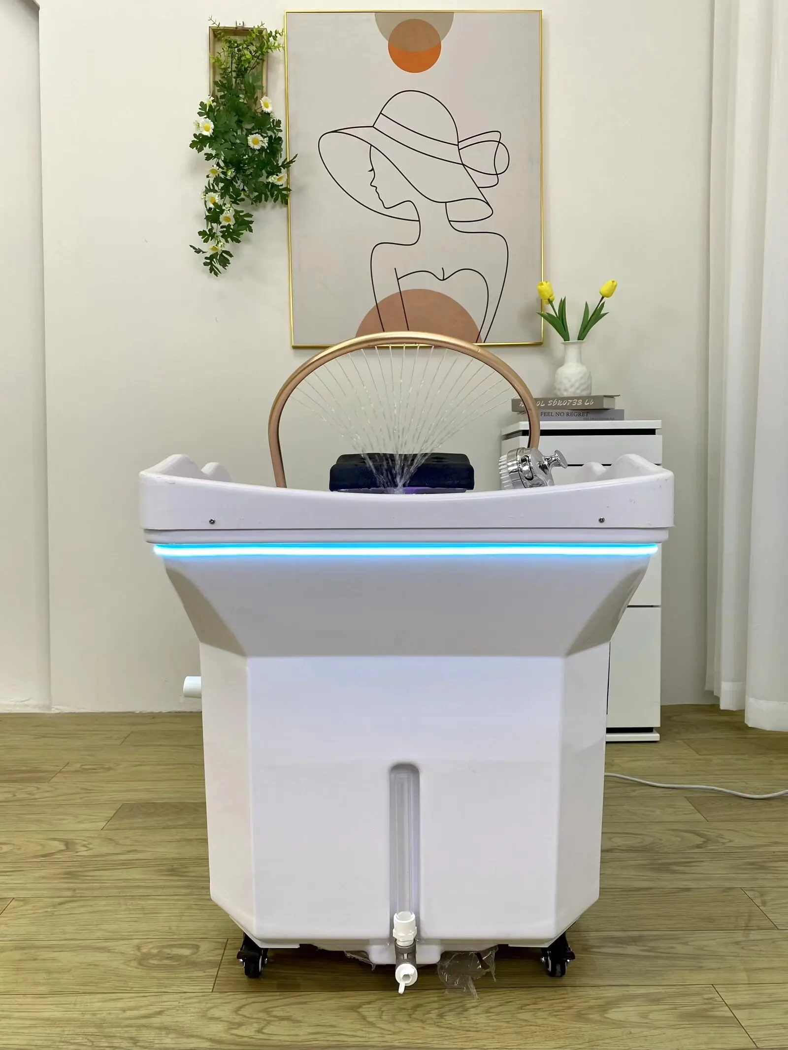2026 Head Spa Bed Shampoo Chair Hair Salon Furniture Water Circulation Rinse Portable LED Light