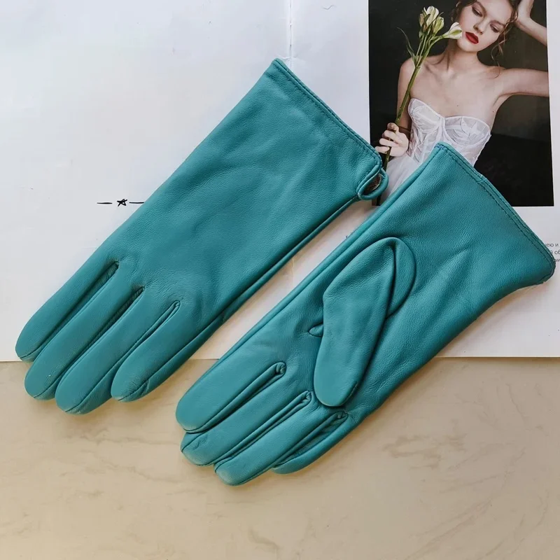 AliExpress Bickmods Ladies Sheepskin Gloves Classic Solid Color Versatile Leather Spring Knit Lining Cycling Driving Gloves Autumn