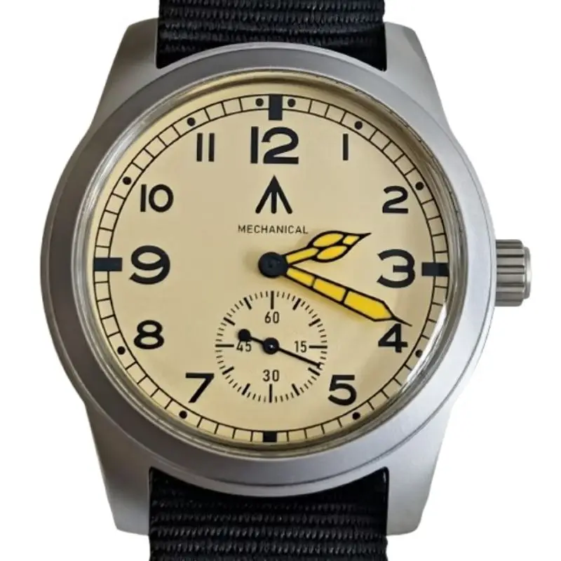 Toujours Pret Mechanical Dirty Dozen Homage 39mm - Stainless Steel Case Field Watch, Sub-Seconds Military Dial view 5