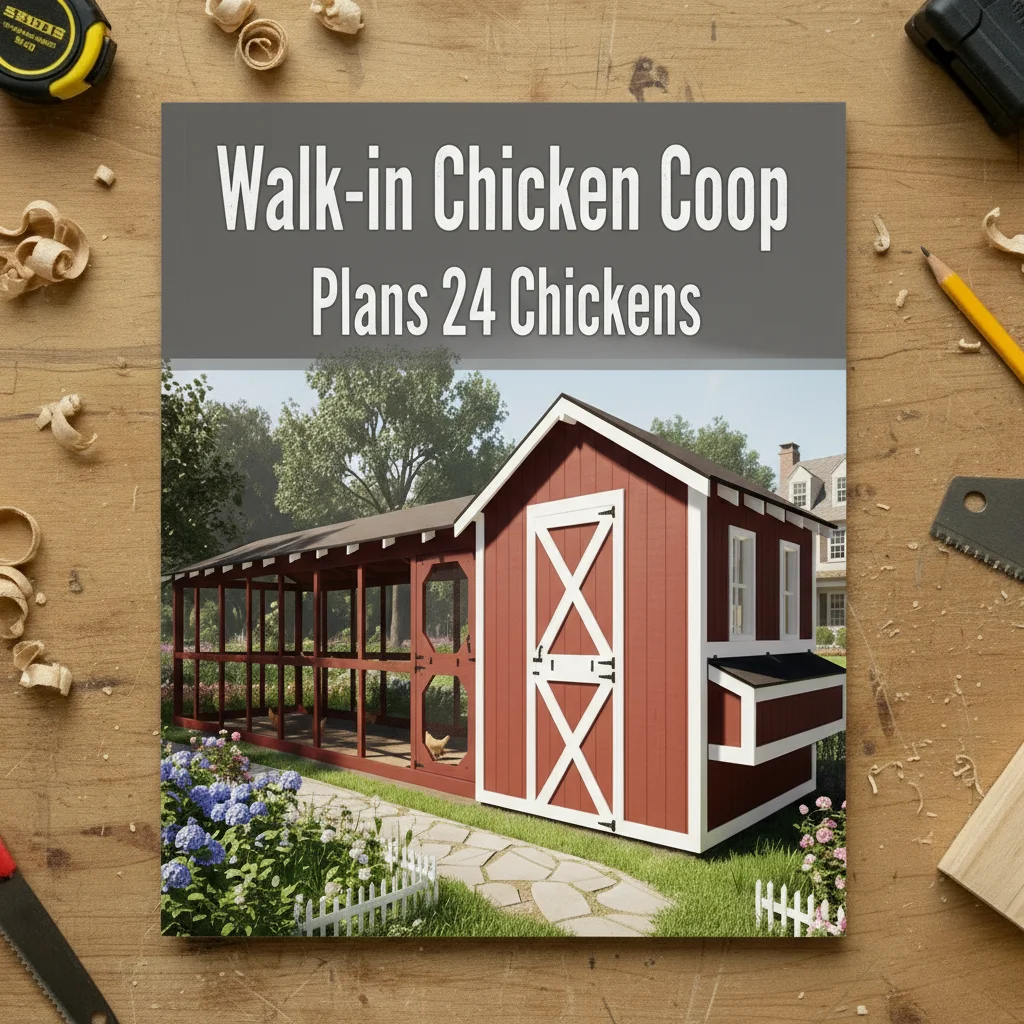 خطط حظيرة الدجاج المشي 24 دجاجة - خطط مطبوعة لسقيفة الدجاج