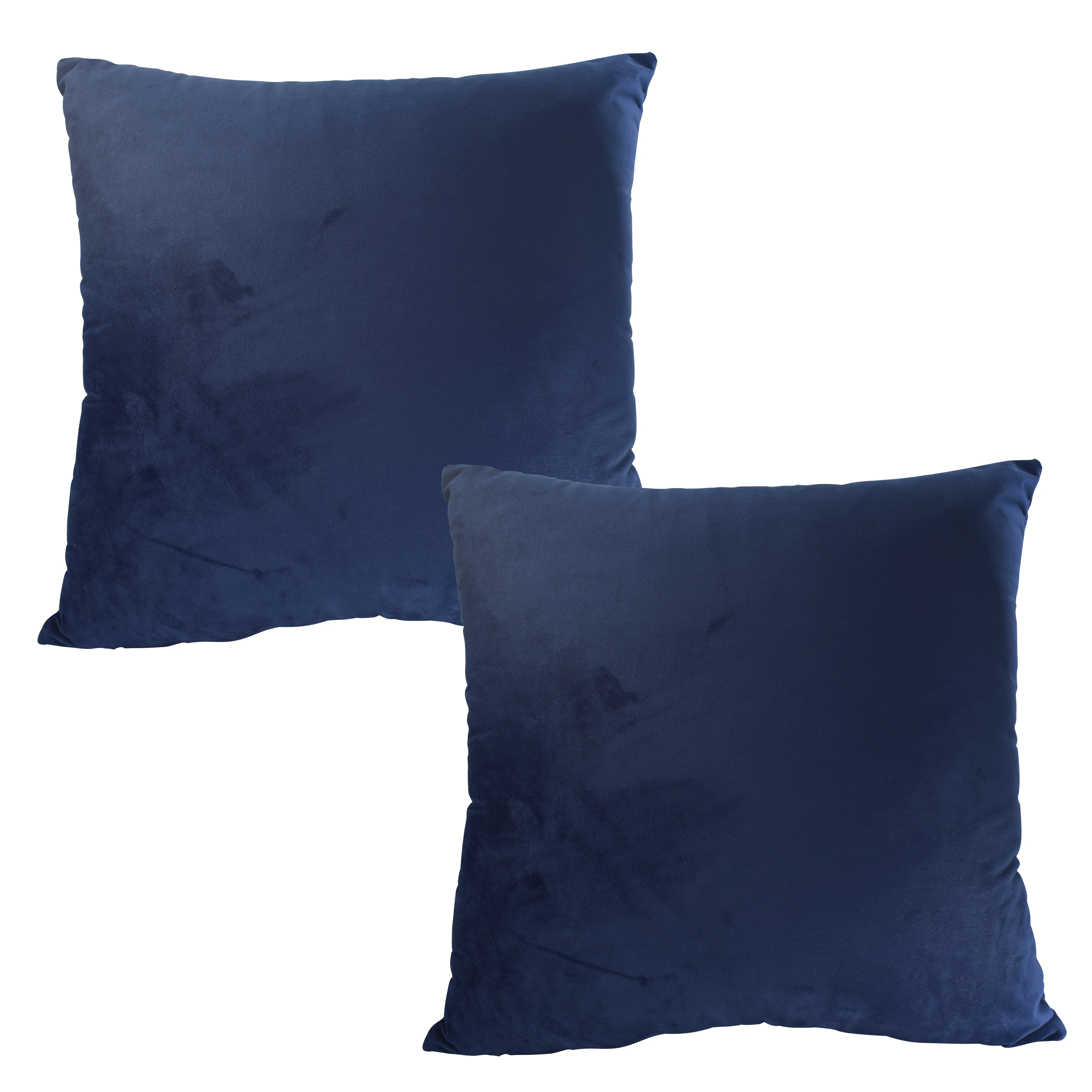 Blue Color Velvet Pillow Case For Sofa, Bedroom Decor,Living Room Pillow Cover NO Filler-Pack of 2