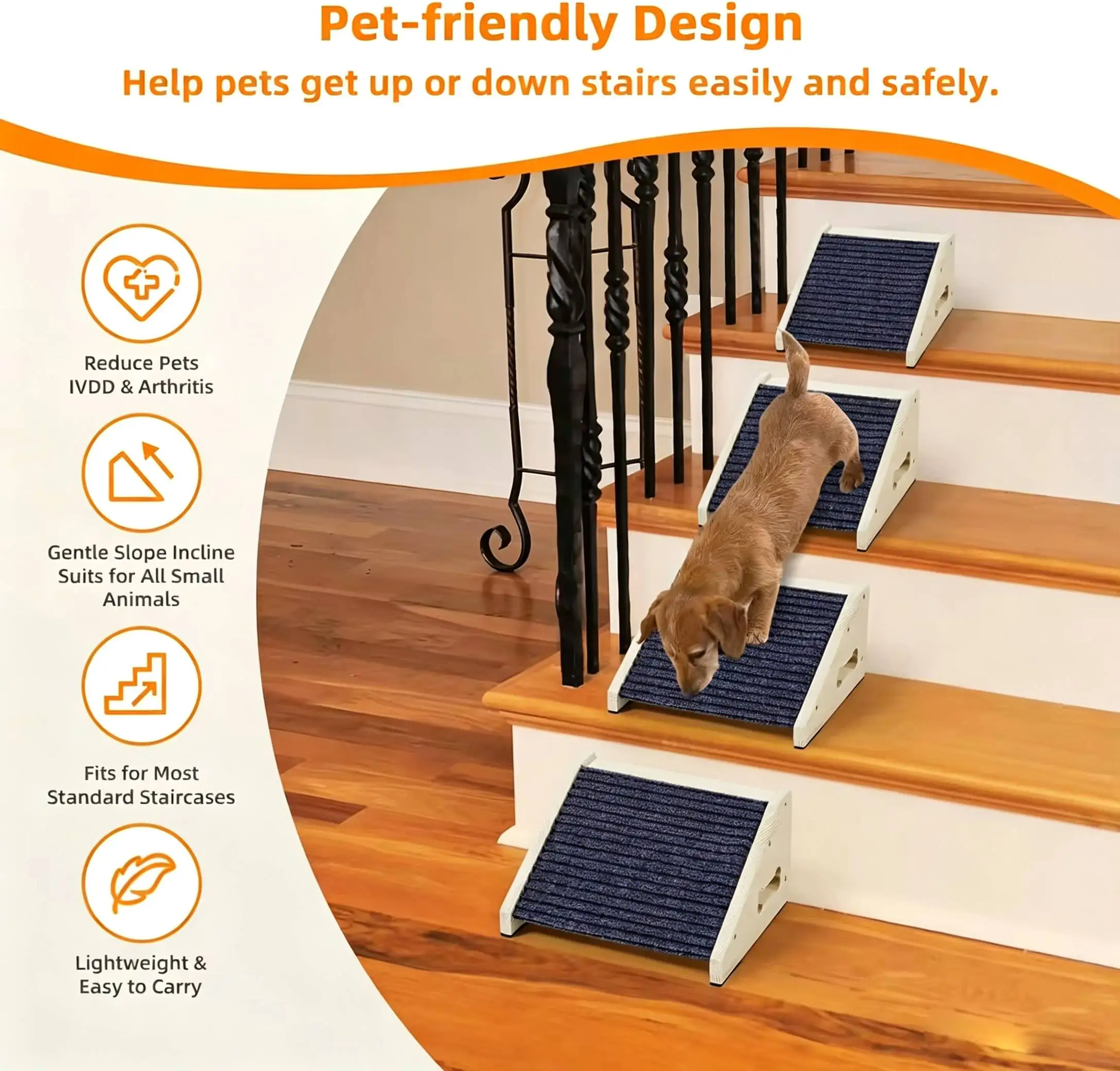 Wooden Dog Stairs Dog Ramps Small Dogs Pets Anti-skid Steps Bed Pet Ramp Pet Stairs for High Bed Sofa Older Cats Dogs view 3