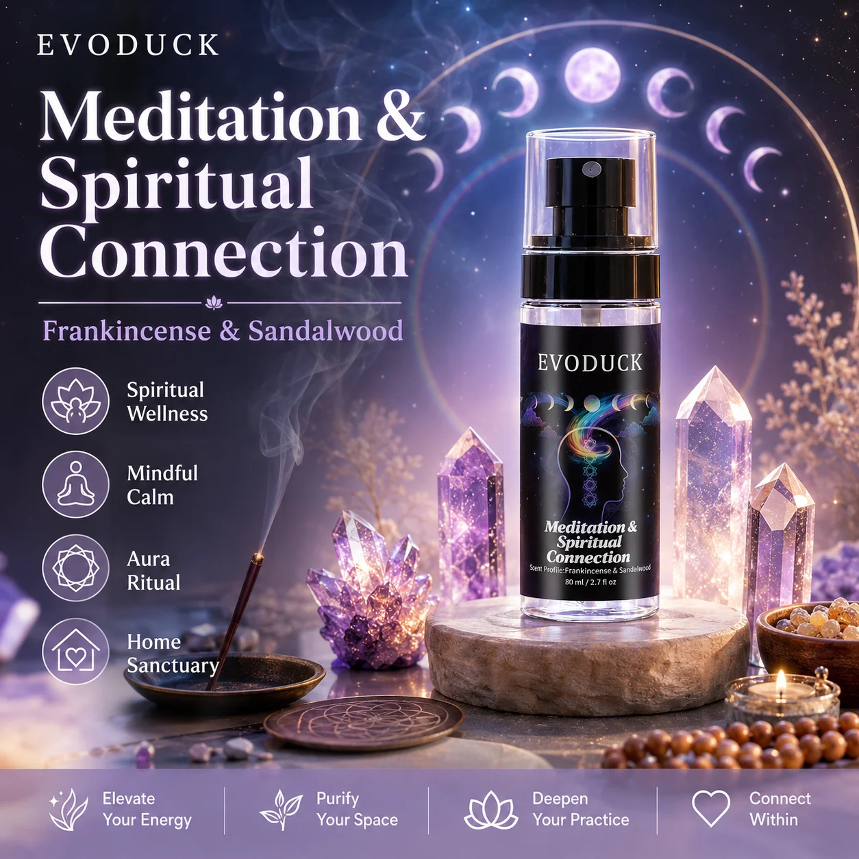 

Spiritual Room Spray Frankincense Sandalwood Meditation Aura Mist Spiritual Connection Aromatherapy Linen Spray Yoga Gift Decor
