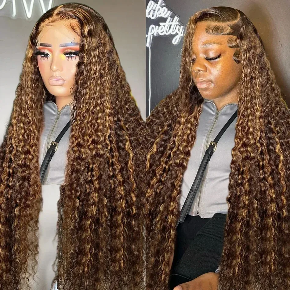 

MELODIE 4/27 Highlight Ombre Curly 13x6 HD Lace Front Wigs Human Hair Transparent Deep Wave Lace Frontal Wig Brazilian For Women