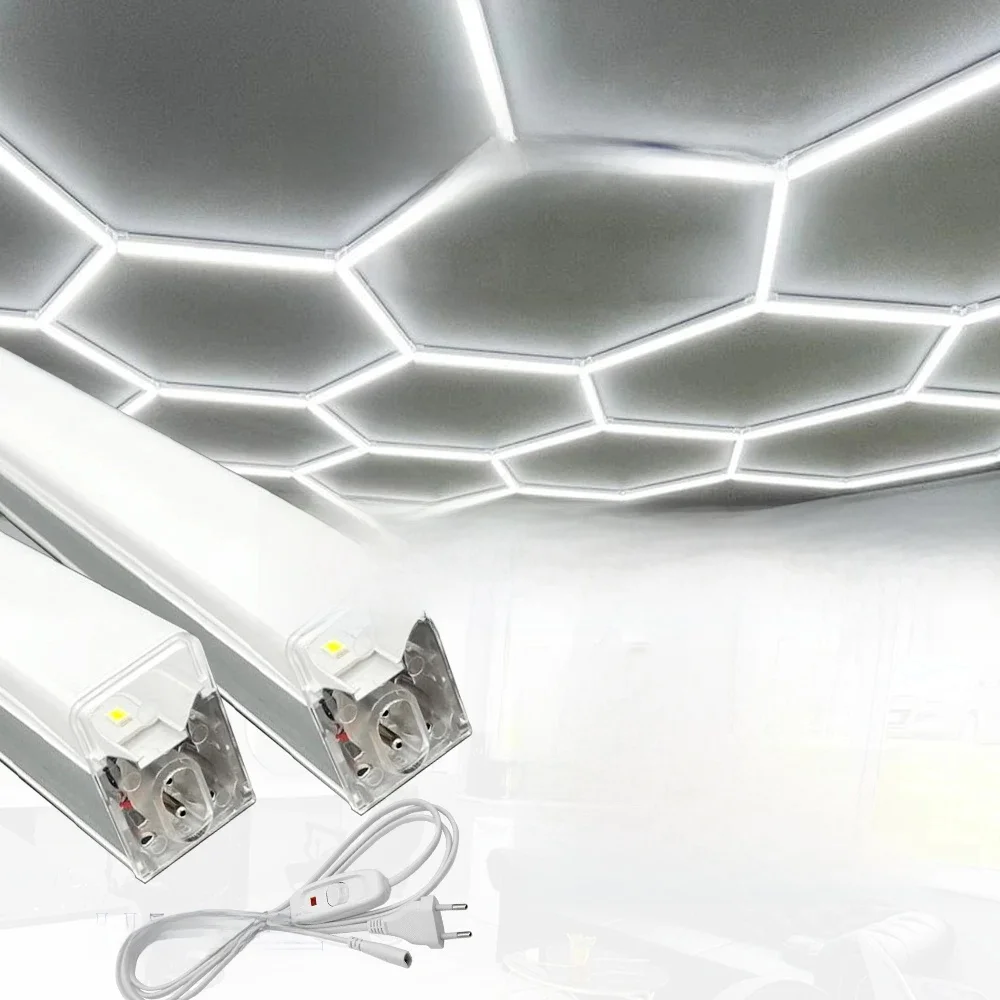 DIY Hexagon garage LED buis connector ophanging draad kabel accessoires voor honingraat Lamp 110-240 V voor Kapper werkplaats Verlichting - afbeelding 2