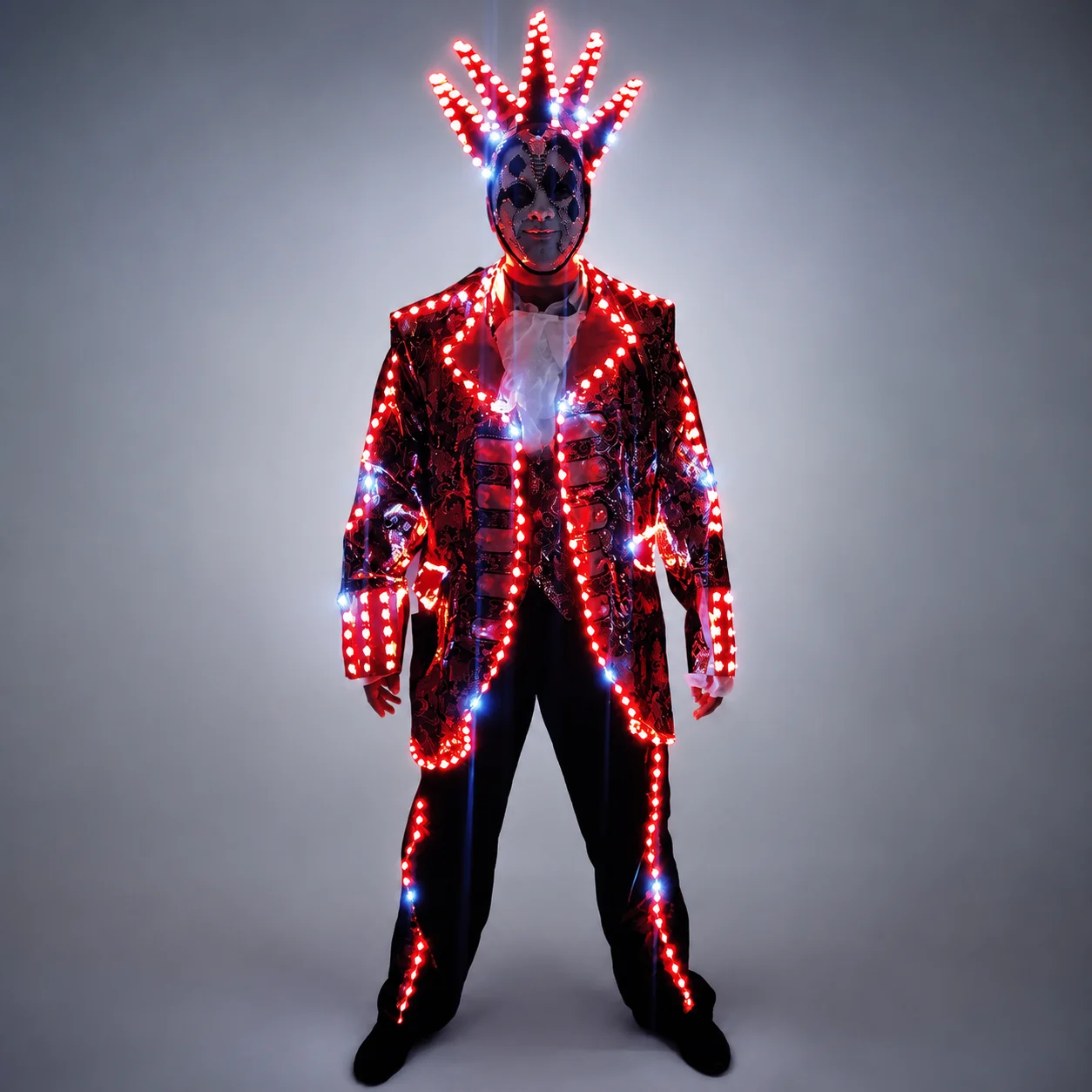 Full Color LED Jacket for Tron Suit LED Court Suit with Mask - Glow-in-the-Dark Costume for Parties And Events