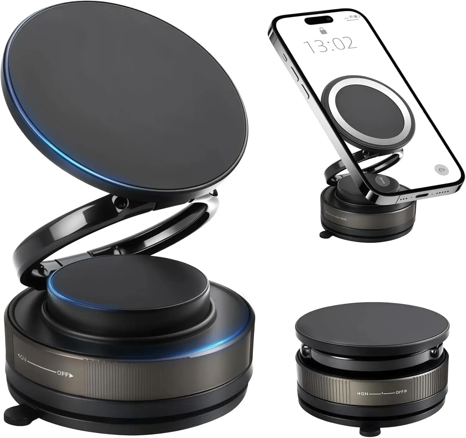 Upgraded Vacuum Magnetic Car Phone Holder for MagSafe 360° Rotation 96LBS Ultra Suction Cup Mount for iPhone & Android Car/Gym/M