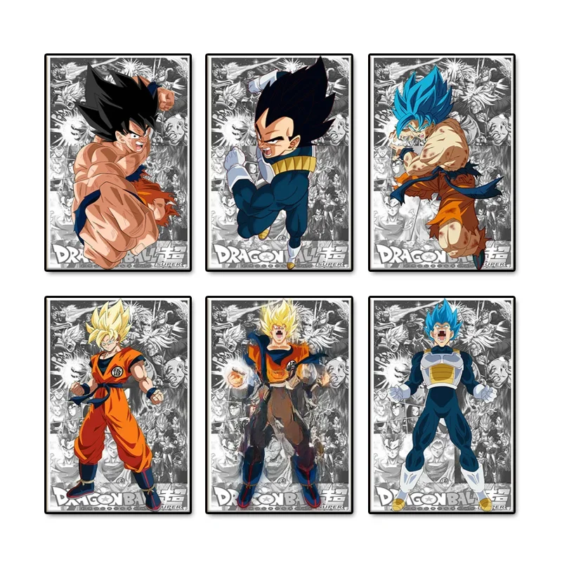 Imprimé Dragon Ball Goku sur toile, anime japonais classique, journal, affiche sur mesure, impression HD, art mural, modulaire, salon
