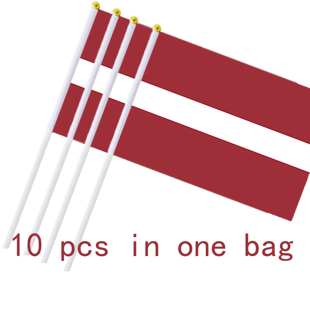 Directly Delivery 100% Polyester 10 Pcs Latvia Hand Flags