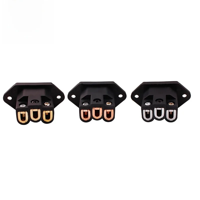 4 szt. Wlotu AC 3 gniazdo kołkowe AC złącze elektryczne z czystego miedziane złote Audio DIY zasilanie prądem zmiennym HIFI złącze wtykowe gniazdo Ac — zdjęcie 2