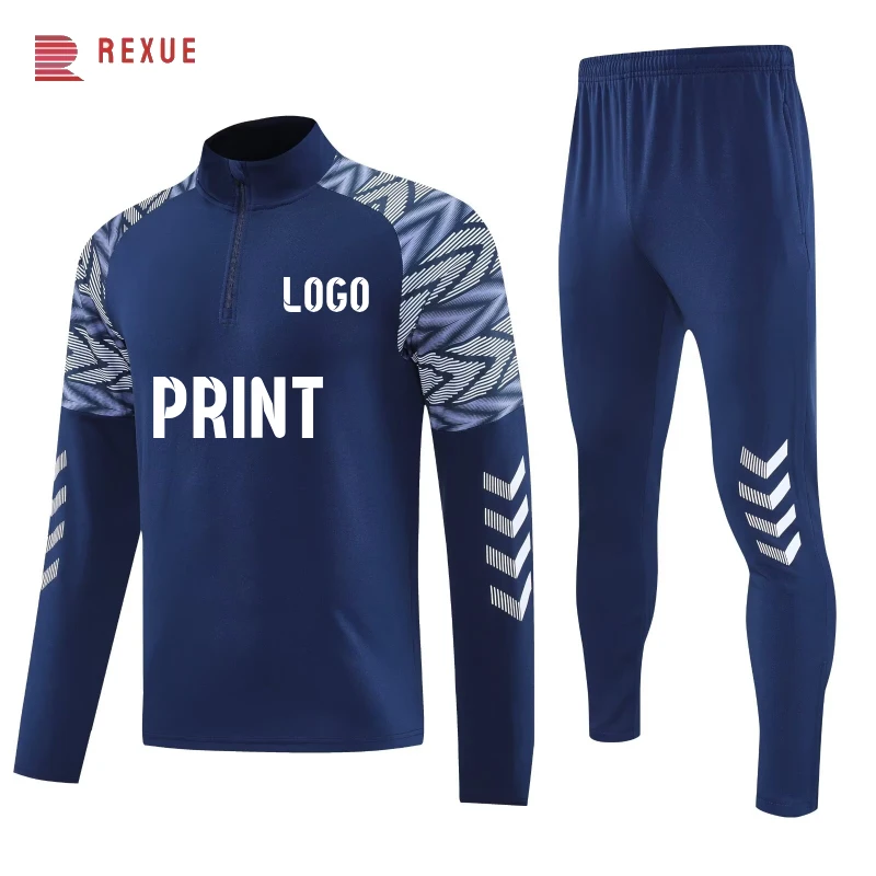 Men's Long Sleeve Football Training Suit Professional Soccer Pre-Match Tracksuit Autumn Winter Uniform Can Customized Logo