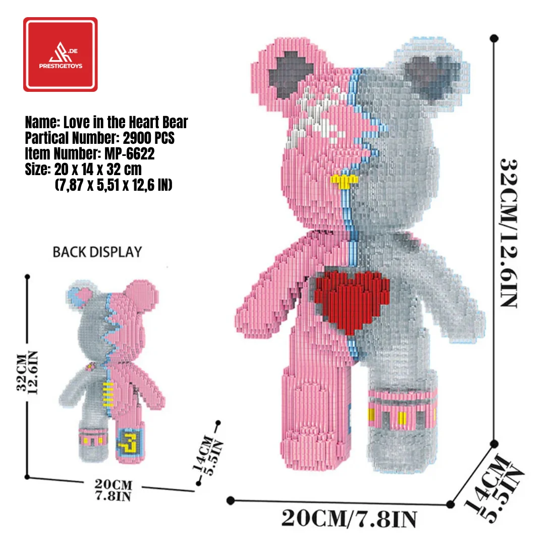 32 cm - 3D half-gedissekte anatomische berenfiguur - abstracte vloeistofpatronen designertoy, esthetische kamerdecoratie, premium doosverpakt doe-het-zelf montagemodel (verzending vanuit Duitsland)