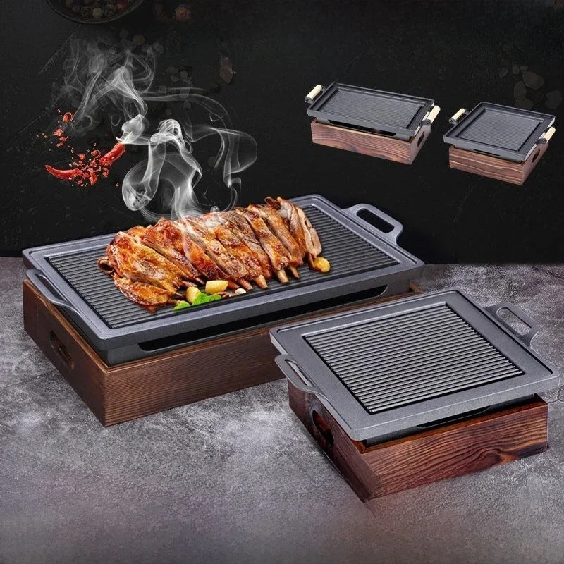 Alliage d'aluminium coréen Barbecue gril Restaurant charbon de bois alcool grillé brochettes de poisson isolation thermique plaque de Barbecue au charbon de bois