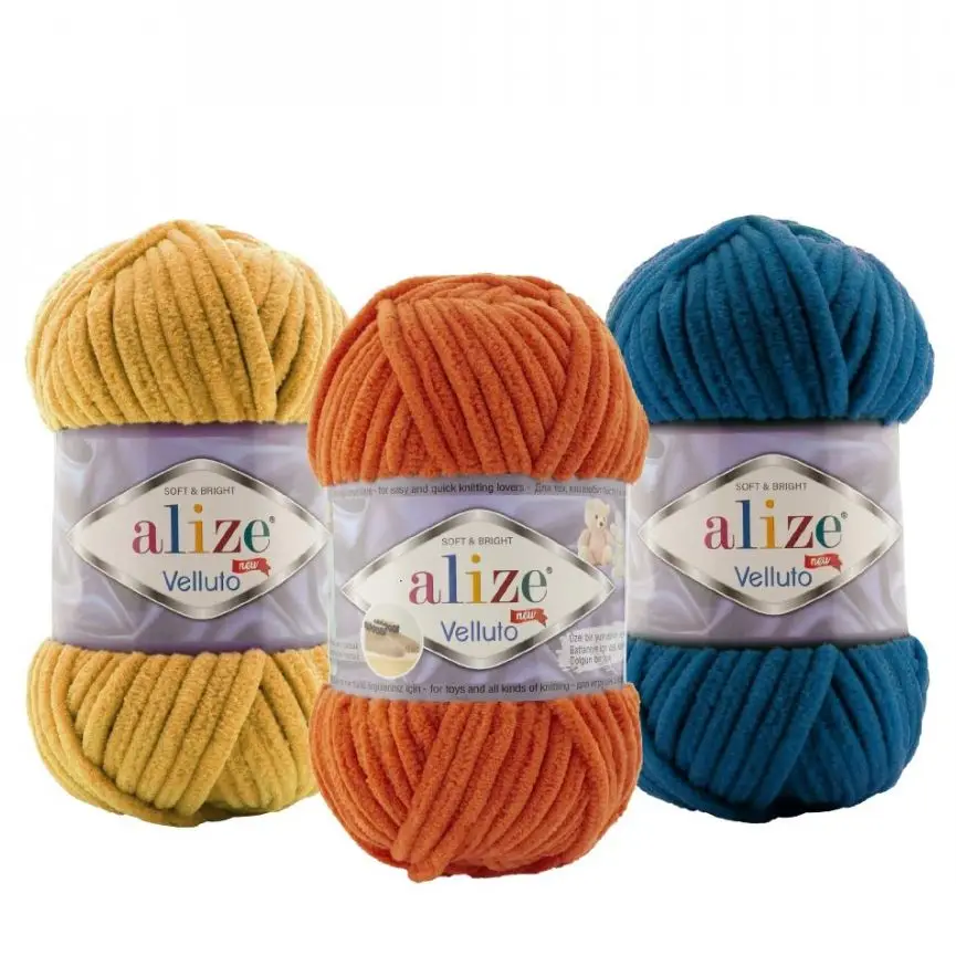 Alize Velluto Chunky Baby Yarn Soft Bulky Thick Knitting Crochet Toys Velvet Chenille Amigurumi Blanket Wool Cotton Dolphin Milk