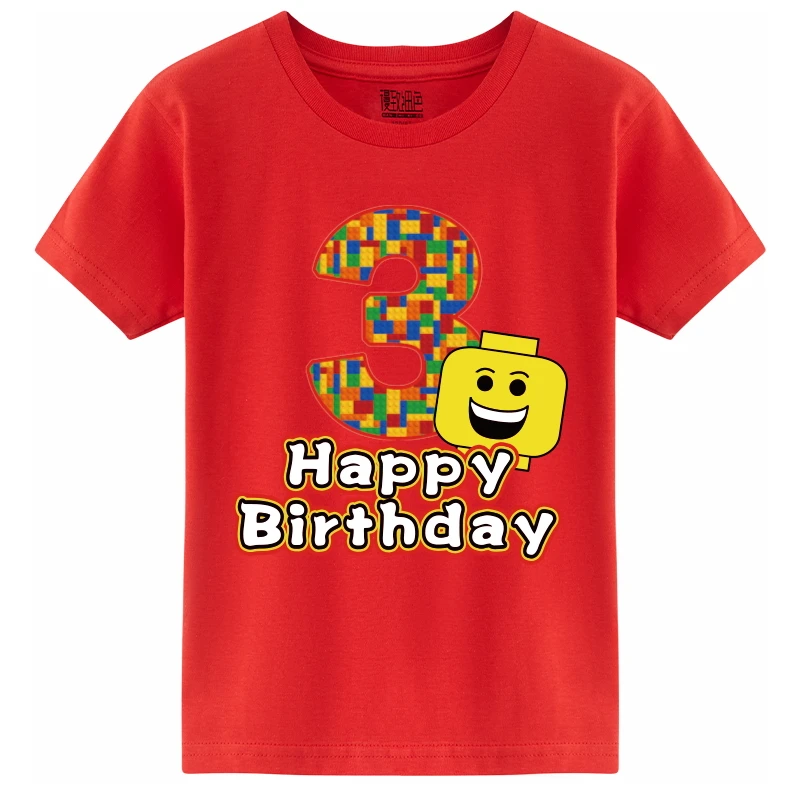 2024 New Summer Children\'s T-shirt Birthday Numbers 1-13 O-Neck 100 Cotton Kids Tee Shirts Cute Casual Top For Boys and Girls