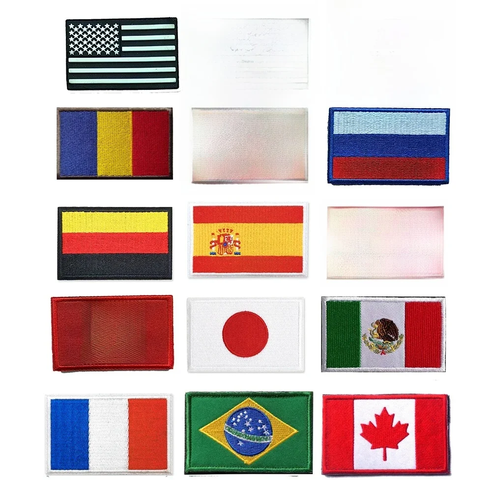 Naszywki z flagą PVC/Embroider UK Hiszpania Francja Niemcy USA Rosja Taktyczna odznaka z haczykiem Gumowy emblemat na ramię Aplikacja — zdjęcie 2