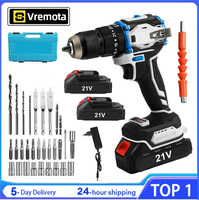 Vremota Brushless Cordless Drill Electric Screwdriver 3in1 Impact Drill With Light 2 Speeds 70Nm Power Tools For 18V Battery