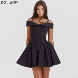 Off Shoulder A-Line Mini Dress Vintage Corset Little Black Dress Women Elegant Short Cocktail Party Dresses For Women 2024