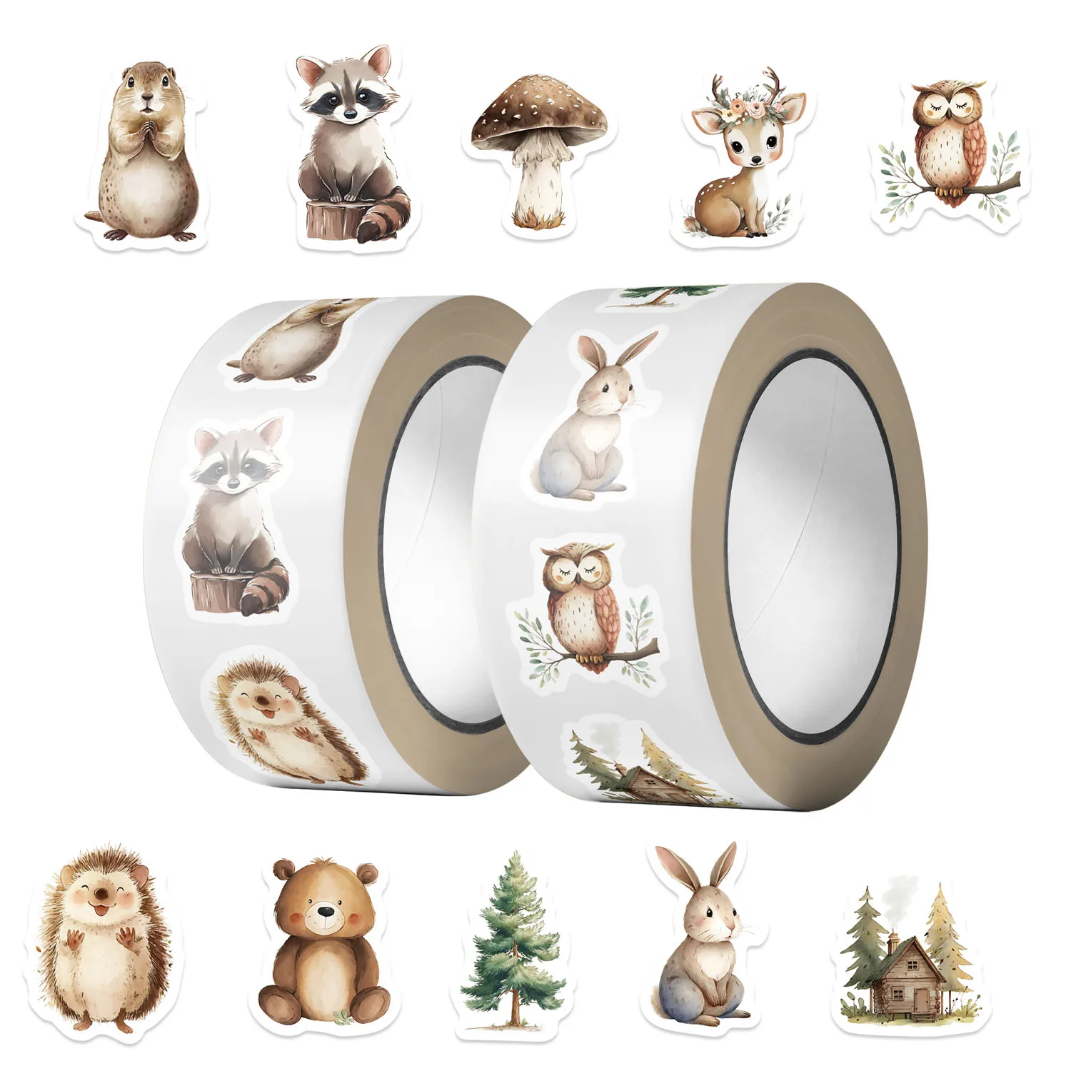 500 Pcs/Roll Forest Animals Stickers For Stationery Scrapbooking Teacher's Encouragement Gifts Cards Decor Labels PVC Stickers
