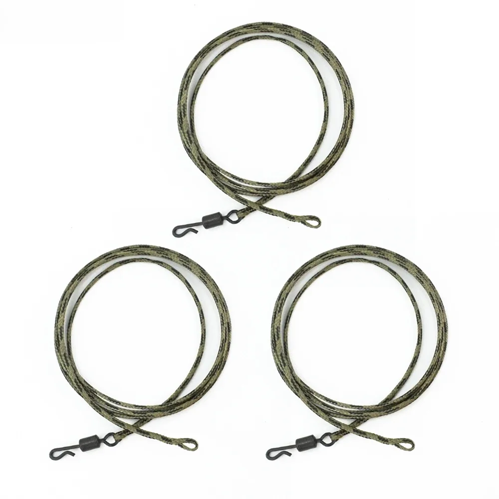 Hirisi 3 Stück Karpfenangeln Zubehör Ready Leadcore Wirbel Schnellwechsel 12 Strang Braid Hooklink Karpfen Hubschrauber Rig LC212
