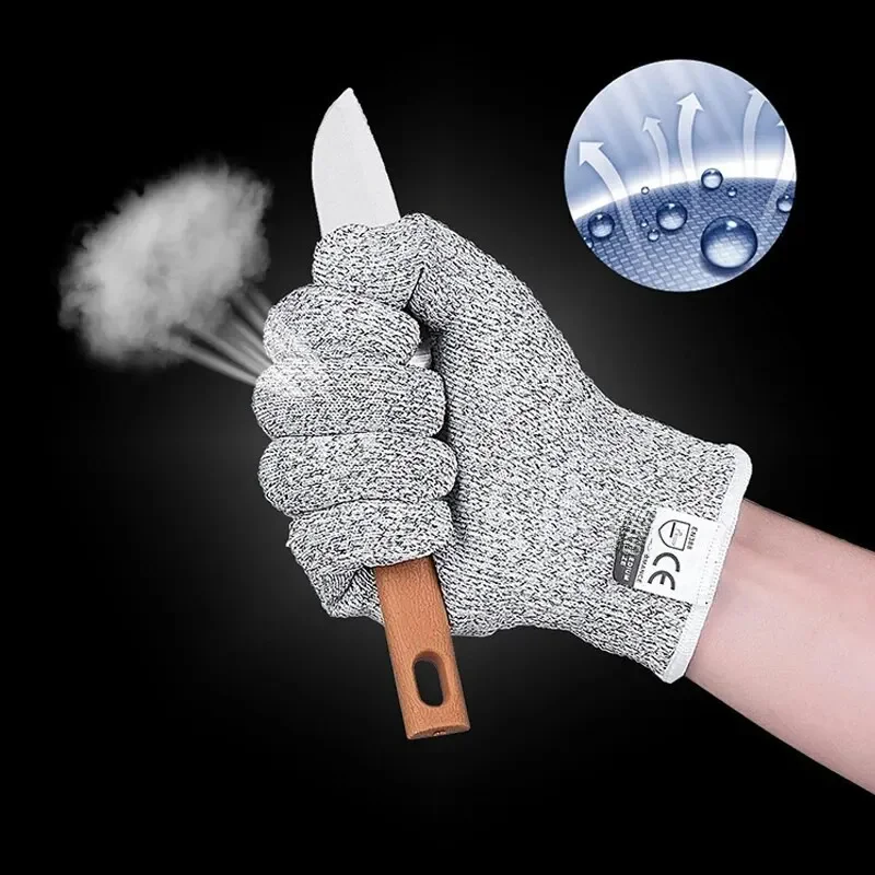 Une paire de gants Anti-coupure offre spéciale gris noir Anti-coupure niveau 5 gants de travail de sécurité coupe de verre Protection de sécurité