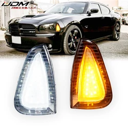 2pcs Car Front Side Marker Lights Amber LED Turn Signal Indicator Lamp  For Dodge Charger 2006 2007 2008 2009 2010,White DRL
