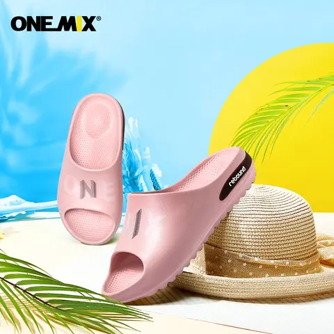 ONEMIX 남여 슬리퍼 미끄럼 방지 여름 패션 두꺼운 부드러운 바닥 비치 남성 슬리퍼 여성 샌들 EVA 슬라이드