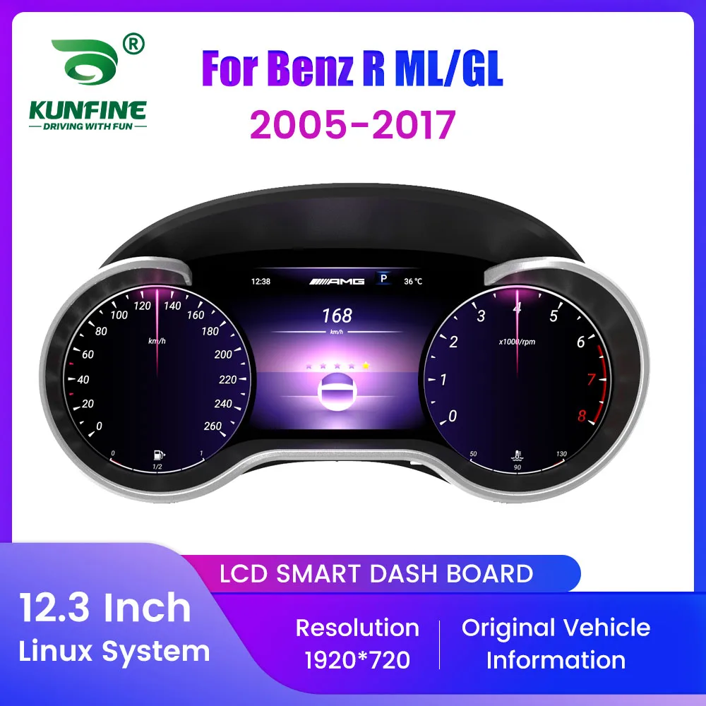 

12.3" LCD Car Digital Dashboard Cluster For Mercedes Benz R ML/GL 2005-2017 Virtual Instrument Panel Speedometer Cockpit Upgrade