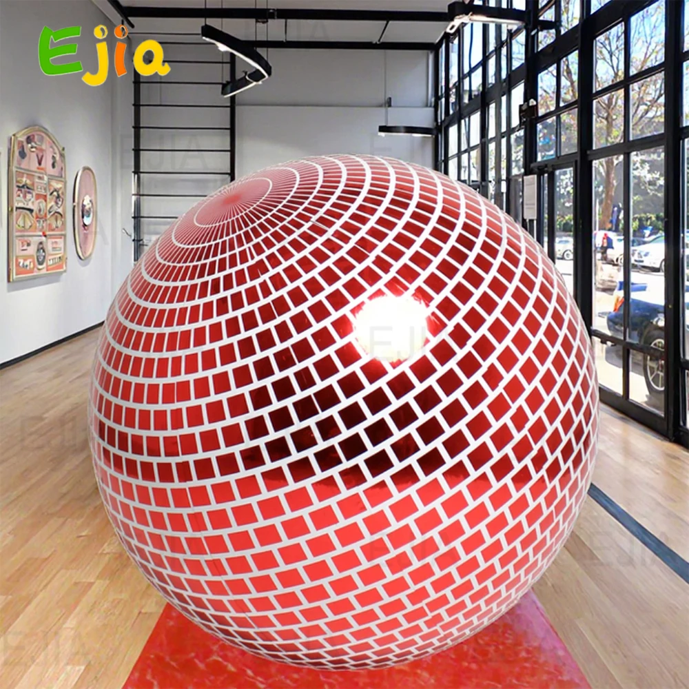 Boule de miroir gonflable rouge vert rose, grandes boules brillantes réutilisables, grand ballon Disco suspendu en PVC pour fête, décoration d'anniversaire