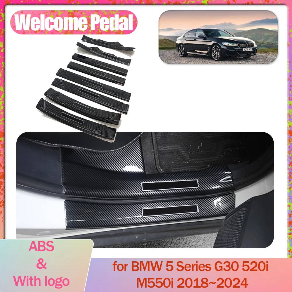 Car Welcome Pedal for BMW 5 Series G30 520i M550i 2018~2024 2019 Door Sill Scuff Threshold Guard Plate Trim Strips Accessories