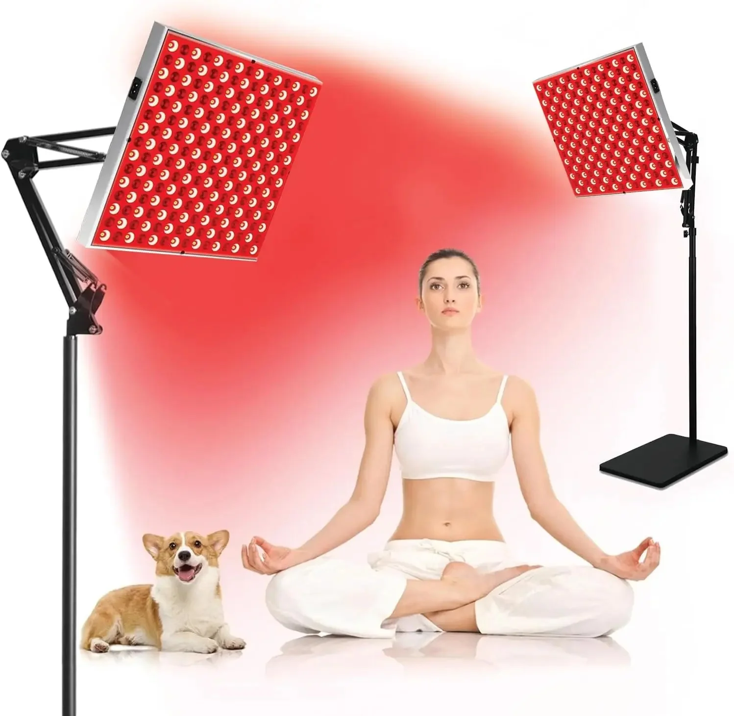 Lampe de luminothérapie infrarouge avec support, panneau de lampe de luminothérapie proche infrarouge LED 660 et 850 nm pour dispositif de peau du visage complet du corps