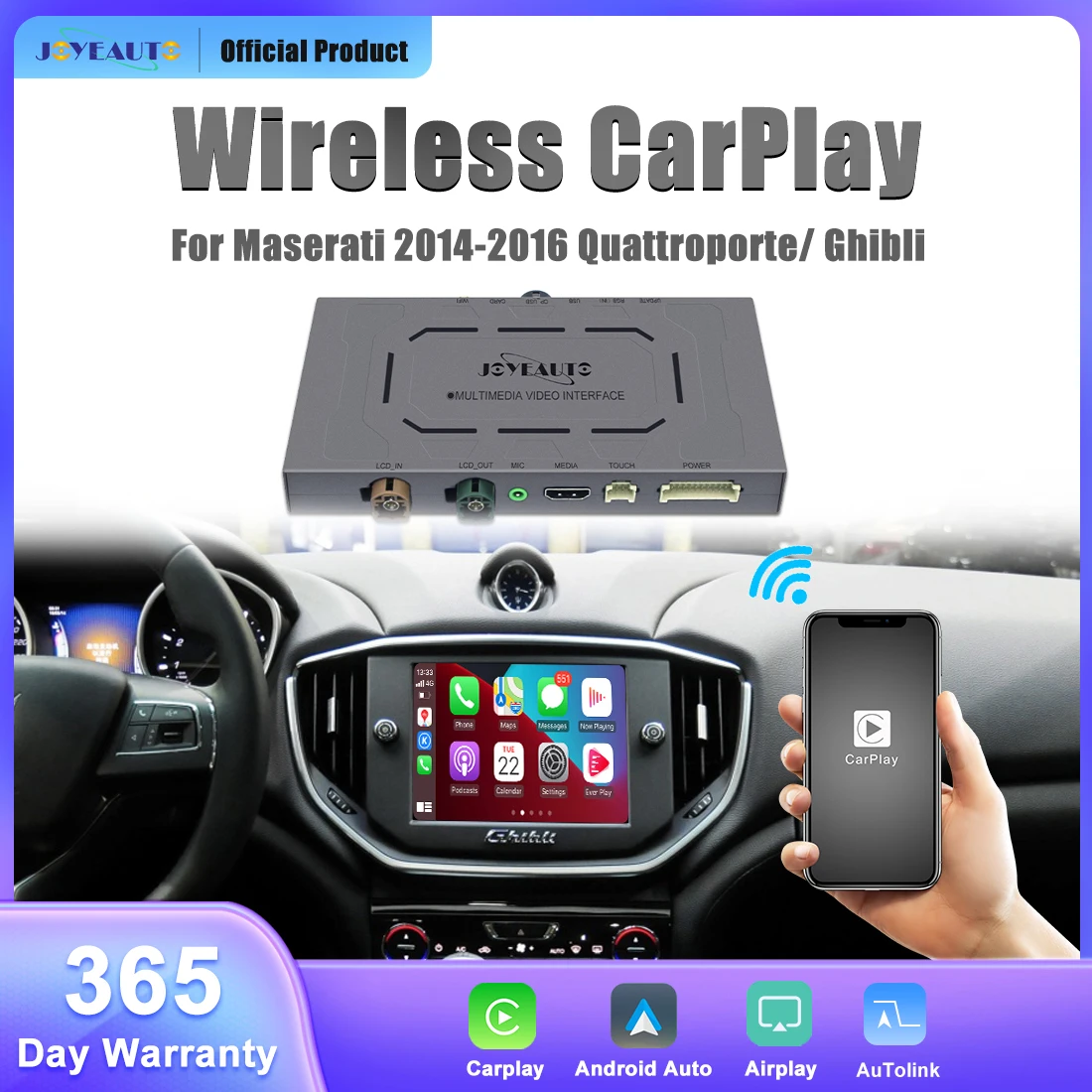 

JOYEAUTO Wireless CarPlay Module for Maserati Quattroporte Ghibli 2014-2016 With Android Auto Mirror Link AirPlay Retrofit