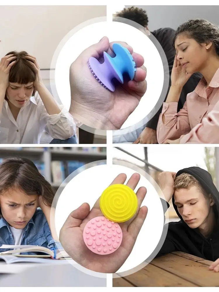 Jouets sensoriels Fidget en pierre texturée, jouets de massage des mains à ventouse multicolore, supports pour téléphone
