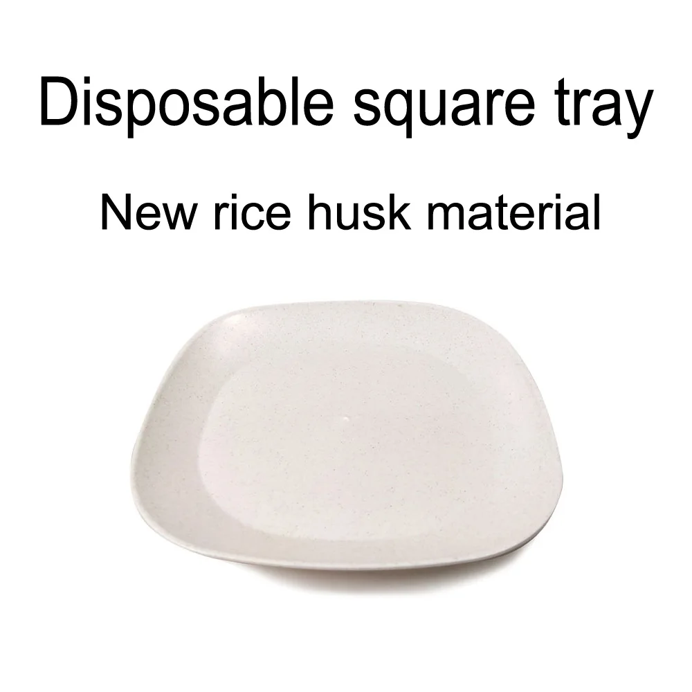 Disposable Square Plate Outdoor Barbecue Camping Dinner Special New Rice Husk Material Dish Plate Enlarged and Thickened