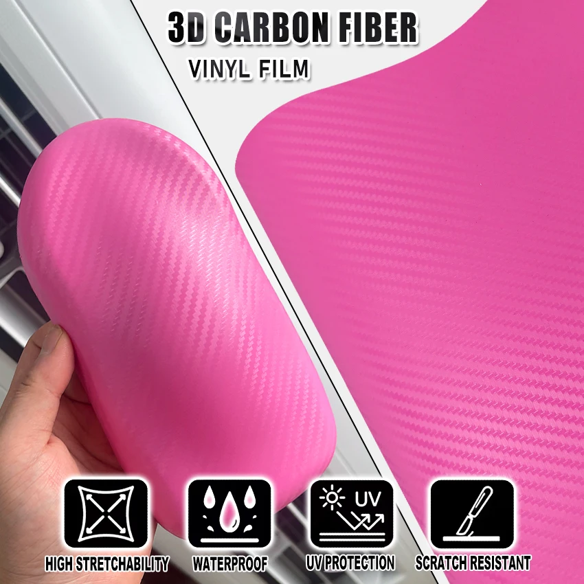 Filme de Envelopamento em Fibra de Carbono Rosa Fosco 3D, Adesivo de Vinil PVC Autoadesivo para Acessórios de Carro e Motocicleta, Interior para Citro