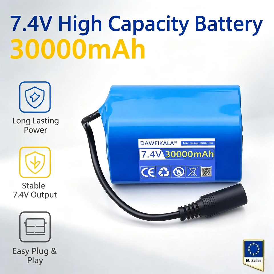 2026 NEU 7,4V 30000mAh Akku geeignet für V020 V900 2011-5 V007 C18 H18 V18 D18B FX88 Fernsteuerung RC Köderboot Akku