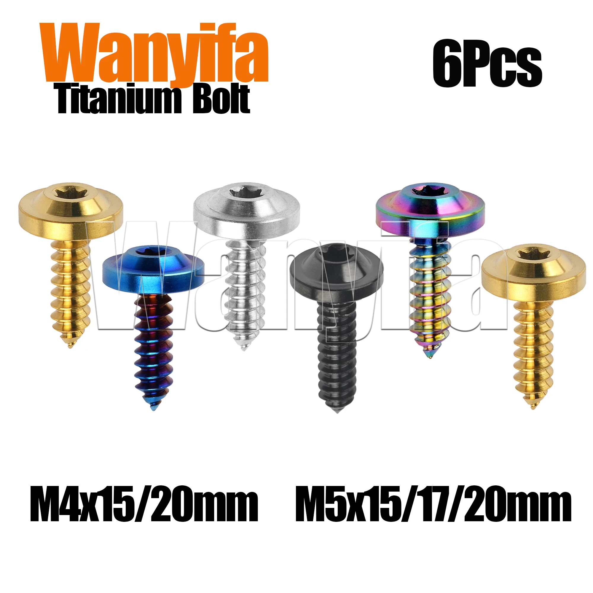 

Wanyifa Titanium Bolt M4x15/20mm M5x15/17/20mm Disc Head Self-Tapping Button Torx Screws for MTB Bike Part 6Pcs