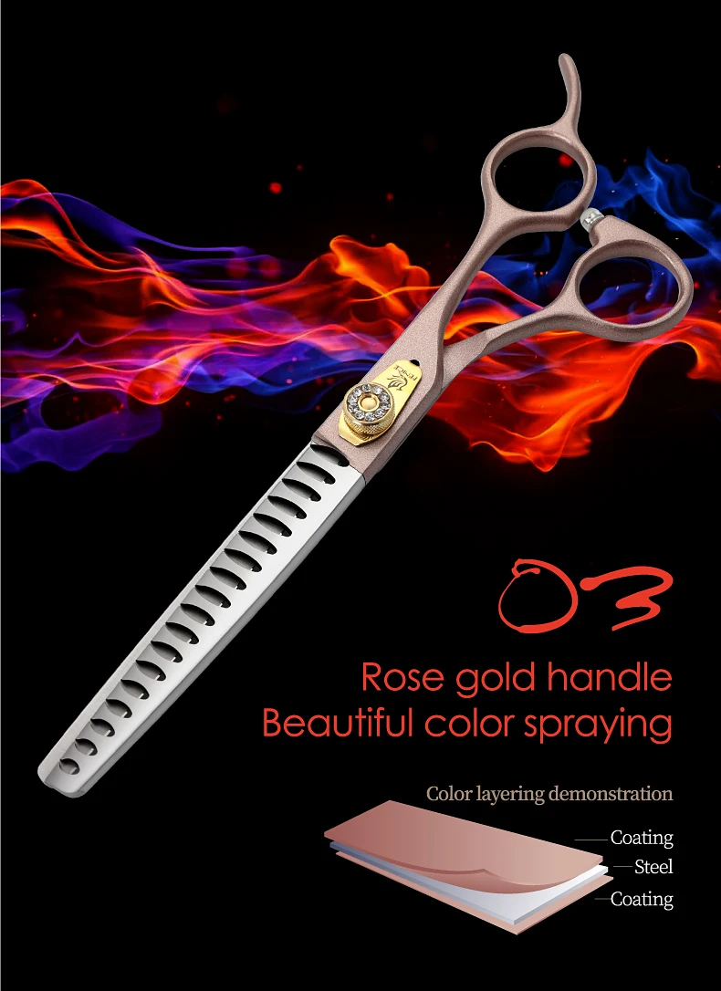 Fenice 7/7,5/8 Zoll JP440C Stahl Professionelle Hundepflege-Effilierschere für Hunde Haarschere ножницы Tijeras – Detail 7