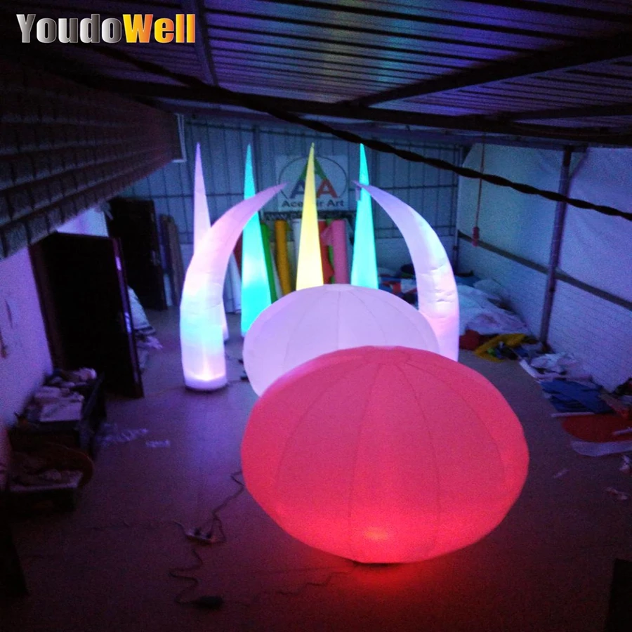 Large Customized Inflatable Ball Decorative Particle Balloon With LED Light Base Ball With Base For Exhibition Advertising