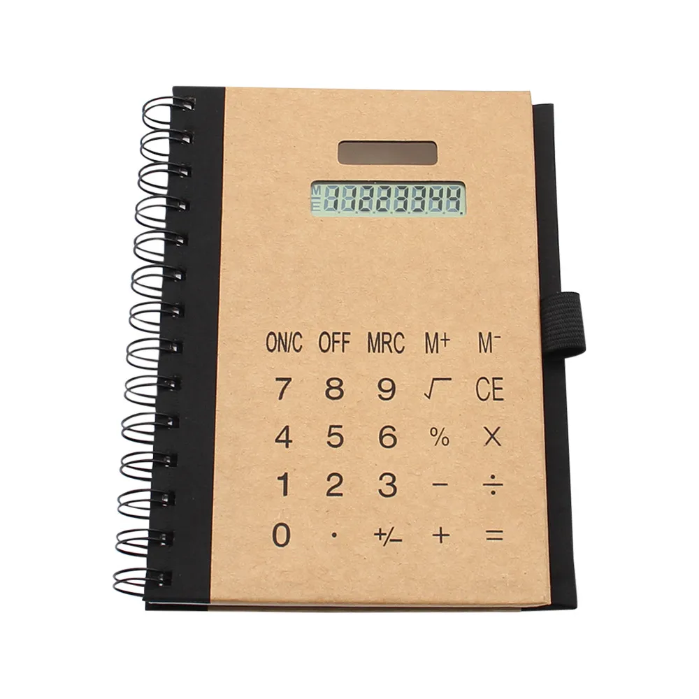 Retro Kraft Paper Solar Calculator Notebook Combo with Pen Large Screen Business Gift Calculator for Office School Supplies