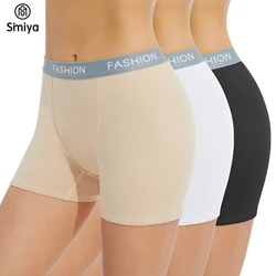 SIMIYA-Cuecas Boxer sem costura para mulheres, boyshorts de algodão liso, calcinha anti-atrito, roupa interior curta, calcinha menino respirável,