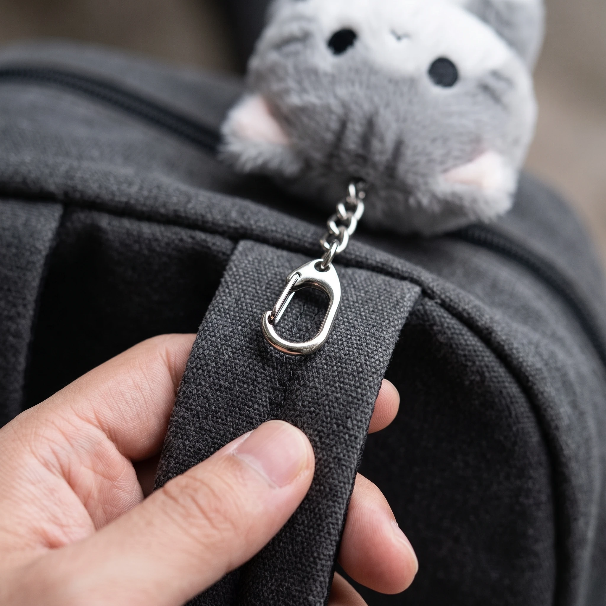 Cute Grey Soft Cat Plush Doll Keychain for Backpack - Soft Toy Ornament Gift for Cat Lovers