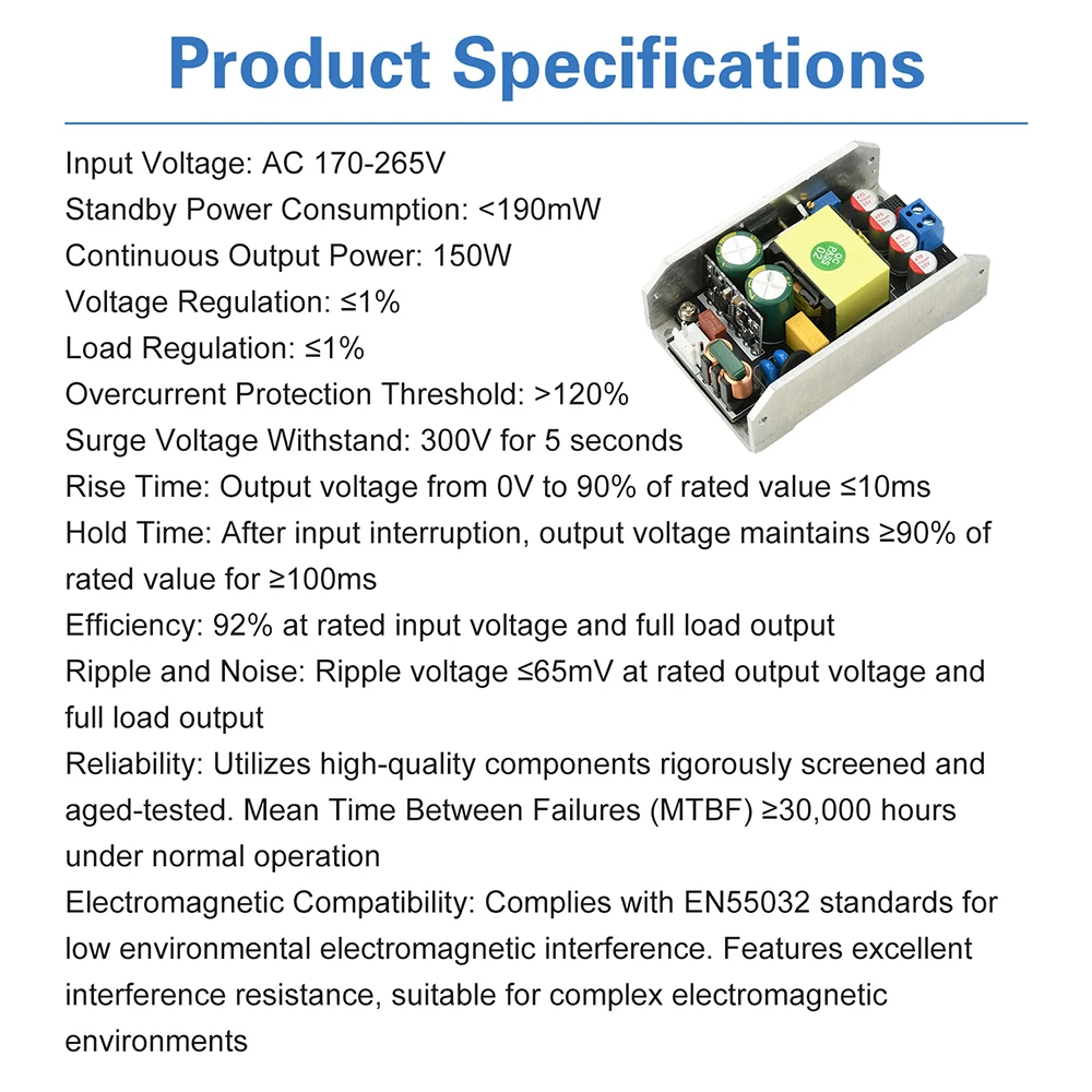 AC 170-265V to DC 24V 6A / 12V 12A 150W AC 95-265V to DC 24V 4A / 12V 8A Gallium Nitride Isolated Switching Power Supply Module