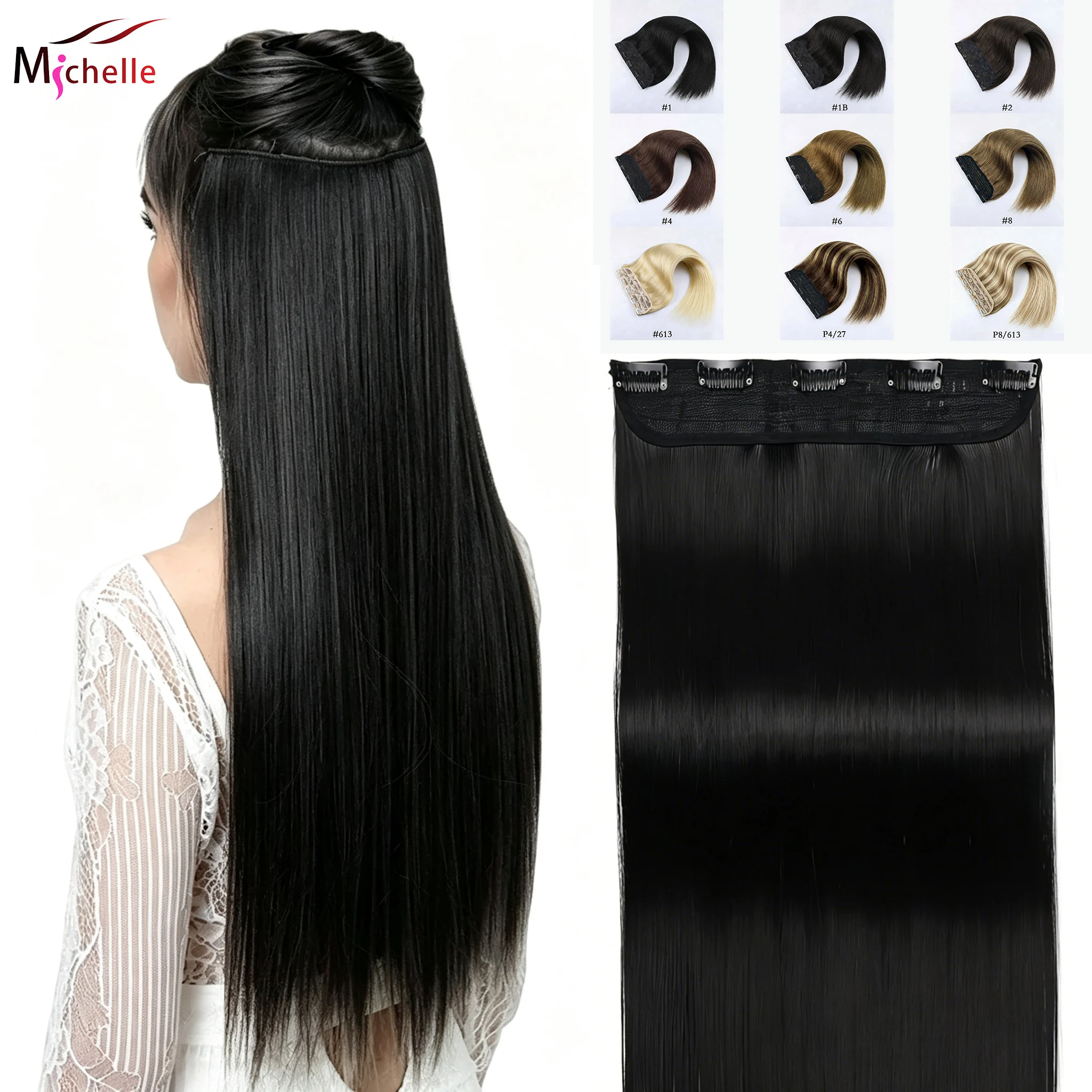 5 Clip One Piece Clip In Hair Extensions Long Straight Invisible Wavy 100% Human Hair Extensions Natural Clip On One Piece Hair