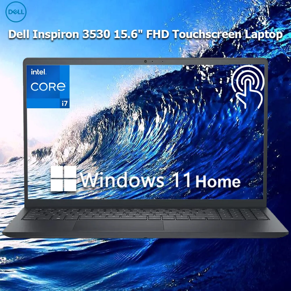 Ноутбук Dell Inspiron 3530 с сенсорным экраном FHD 15,6 дюйма, Intel Core i7-1355U, до 64 Гб ОЗУ, 4 ТБ SSD, цифровая клавиатура, WiFi 6,Win 11, черный