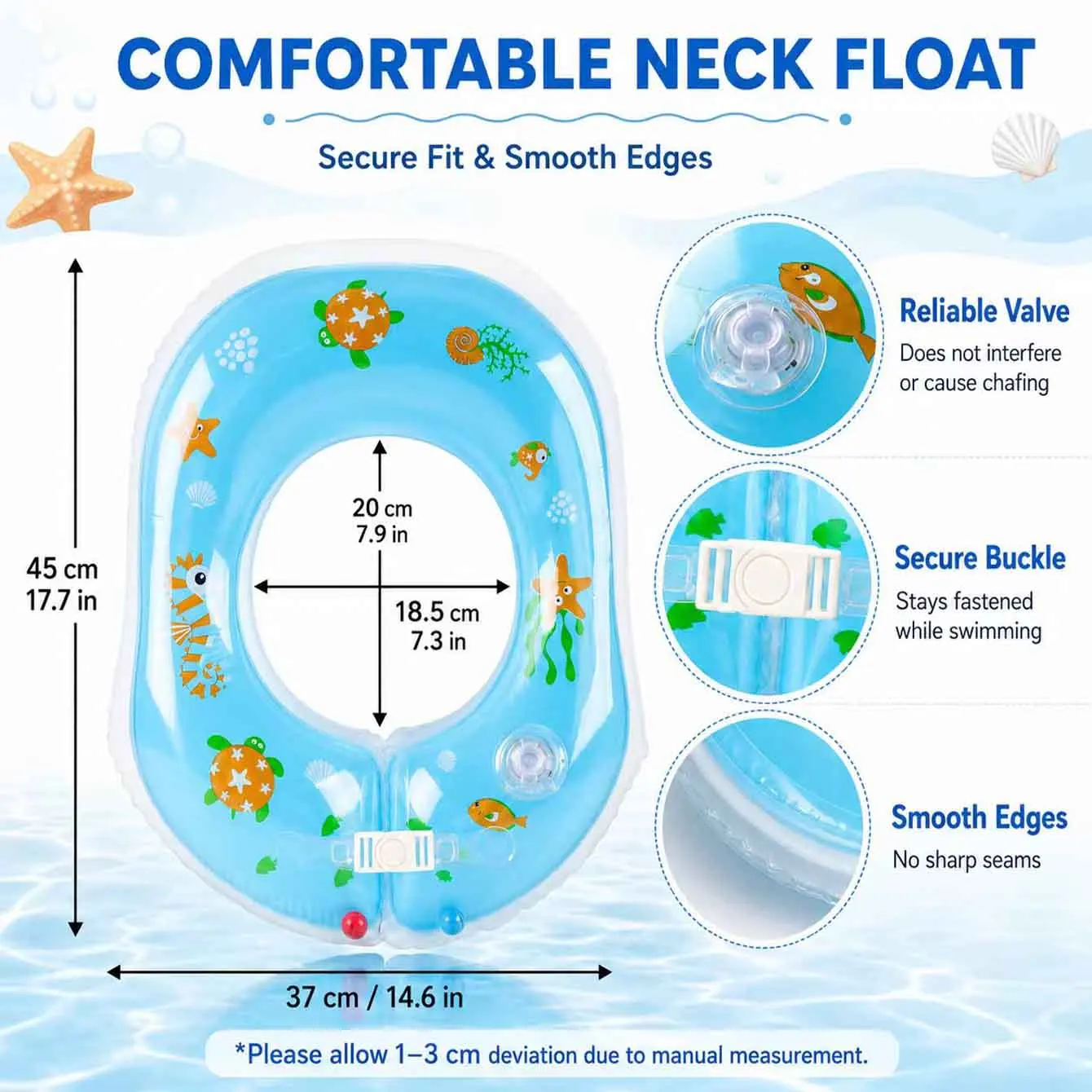 1PC Underarm Swim Trainer Float Ring Inflatable Pool Safety Support Comfortable Fit PVC Smooth Edge Water Float Toy